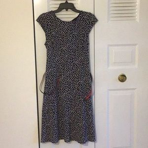 Anne Klein, Navy blue dress with white polka dots, size 12